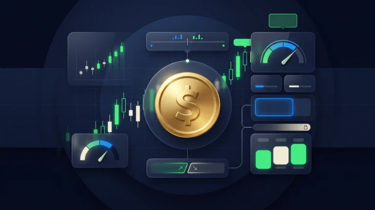 Gold CFD dashboard showing leverage, spreads, risk controls, and balanced long and short market positions.