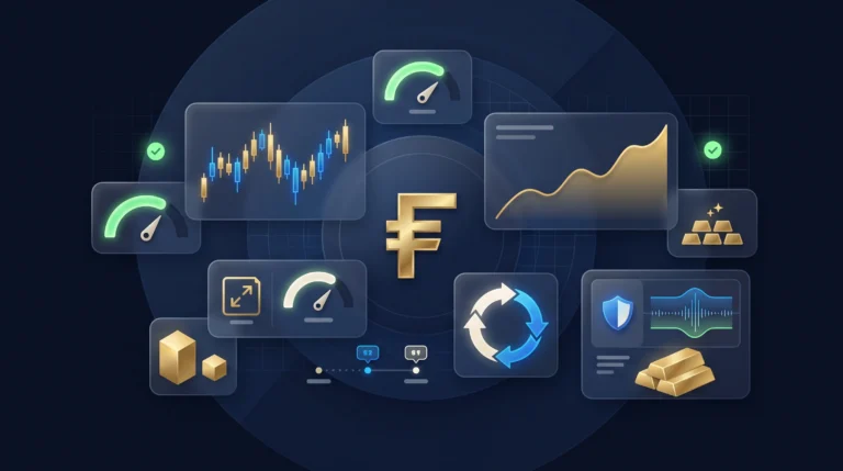 Gold futures dashboard showing price charts, margin controls, expiry timeline, rollover, and risk indicators.
