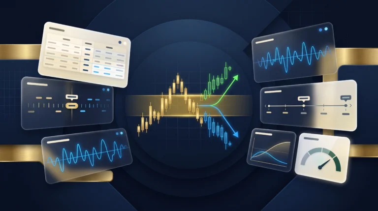Gold options dashboard with call and put charts, volatility indicators, strike levels, and risk controls.