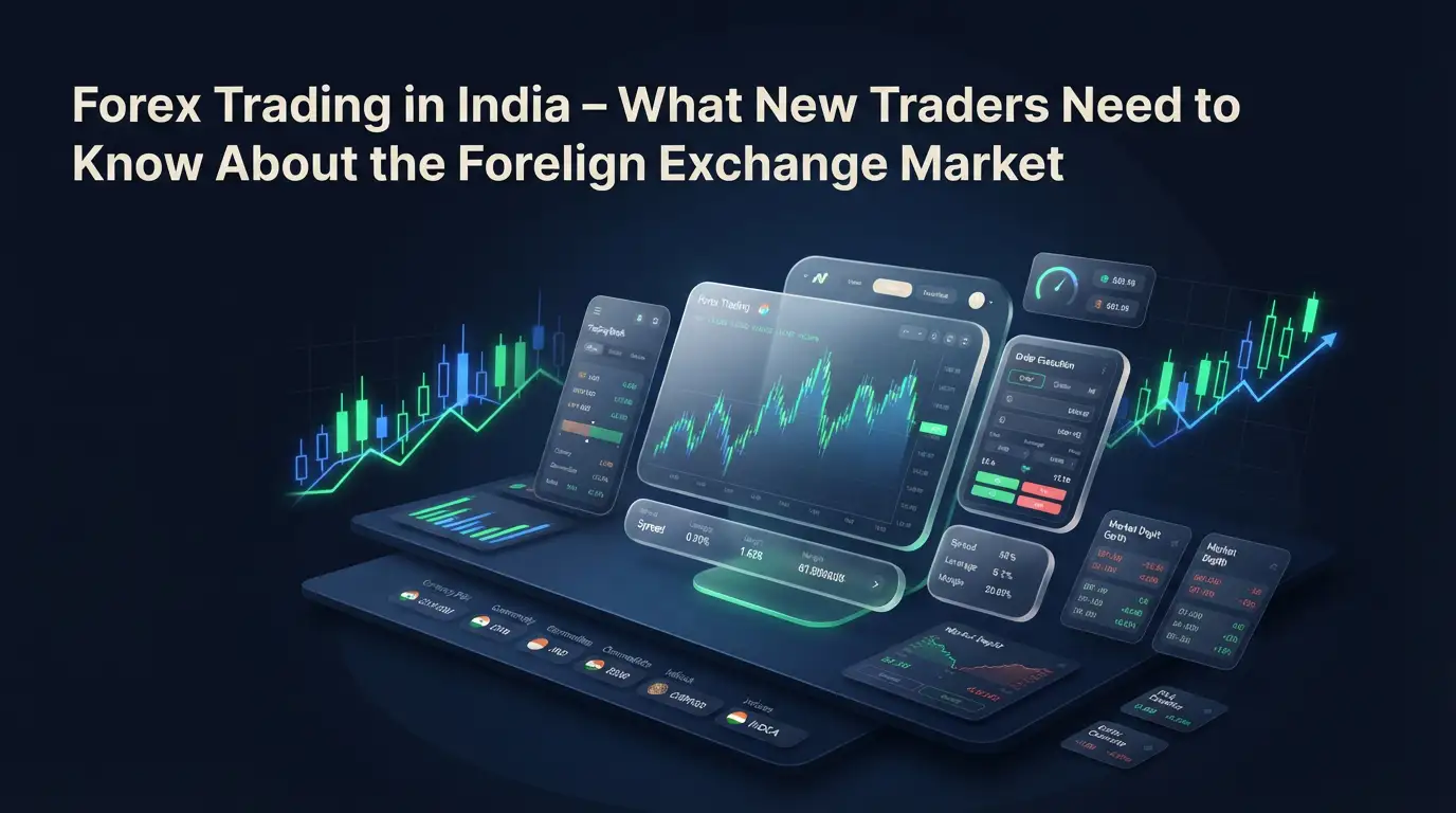 Overview of forex trading in India displaying digital charts and trading interface.