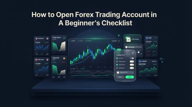 Dashboard showing how to open forex trading account in India with key market metrics.