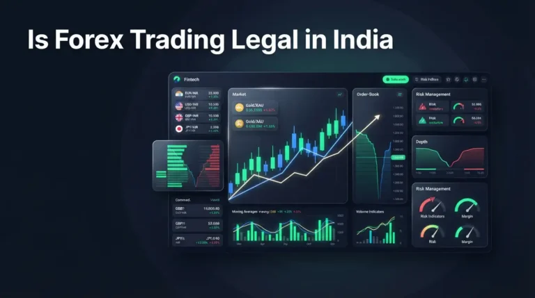 Screen showing fintech software answering is forex trading legal in India.