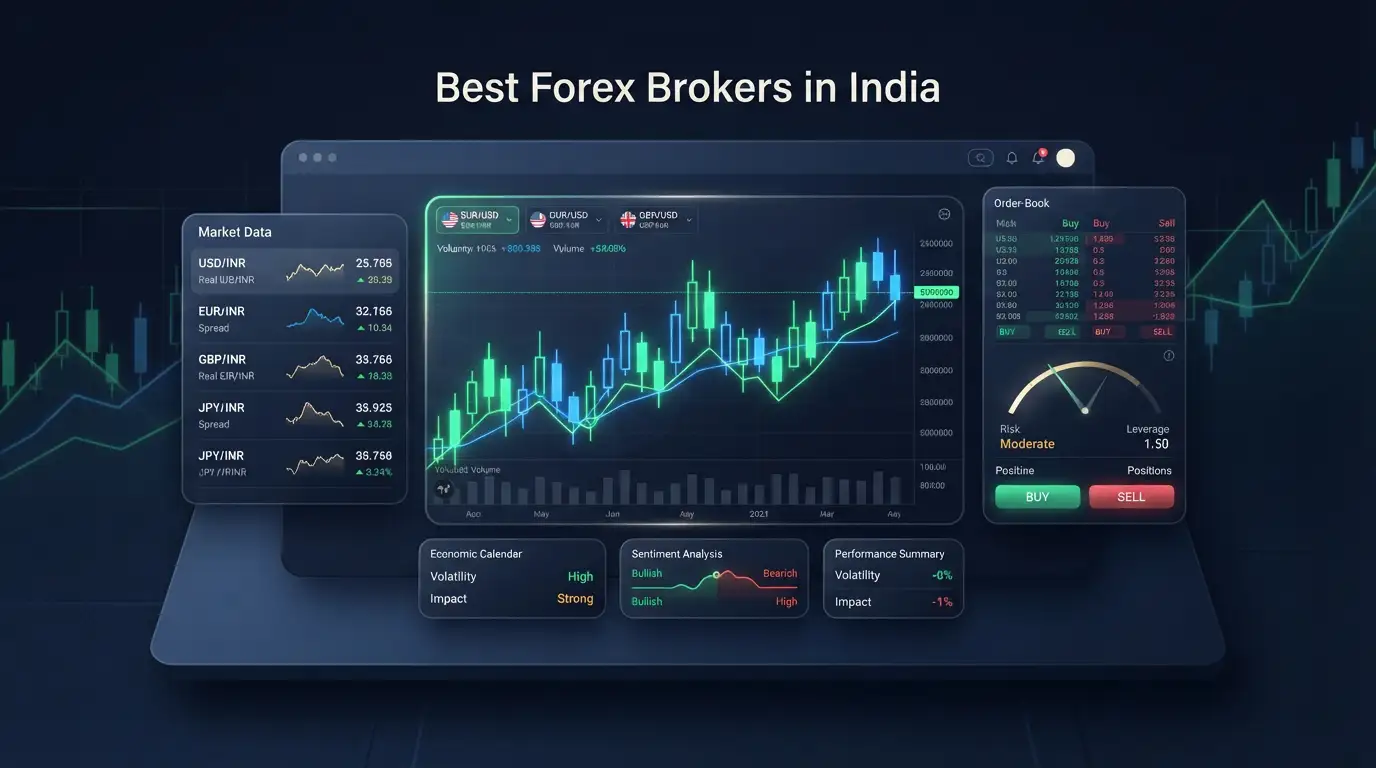 Top forex brokers in India dashboard displaying currency charts and market analysis tools.