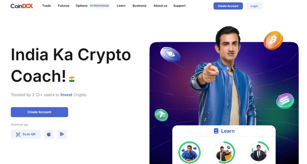CoinDCX crypto trading platform interface in India