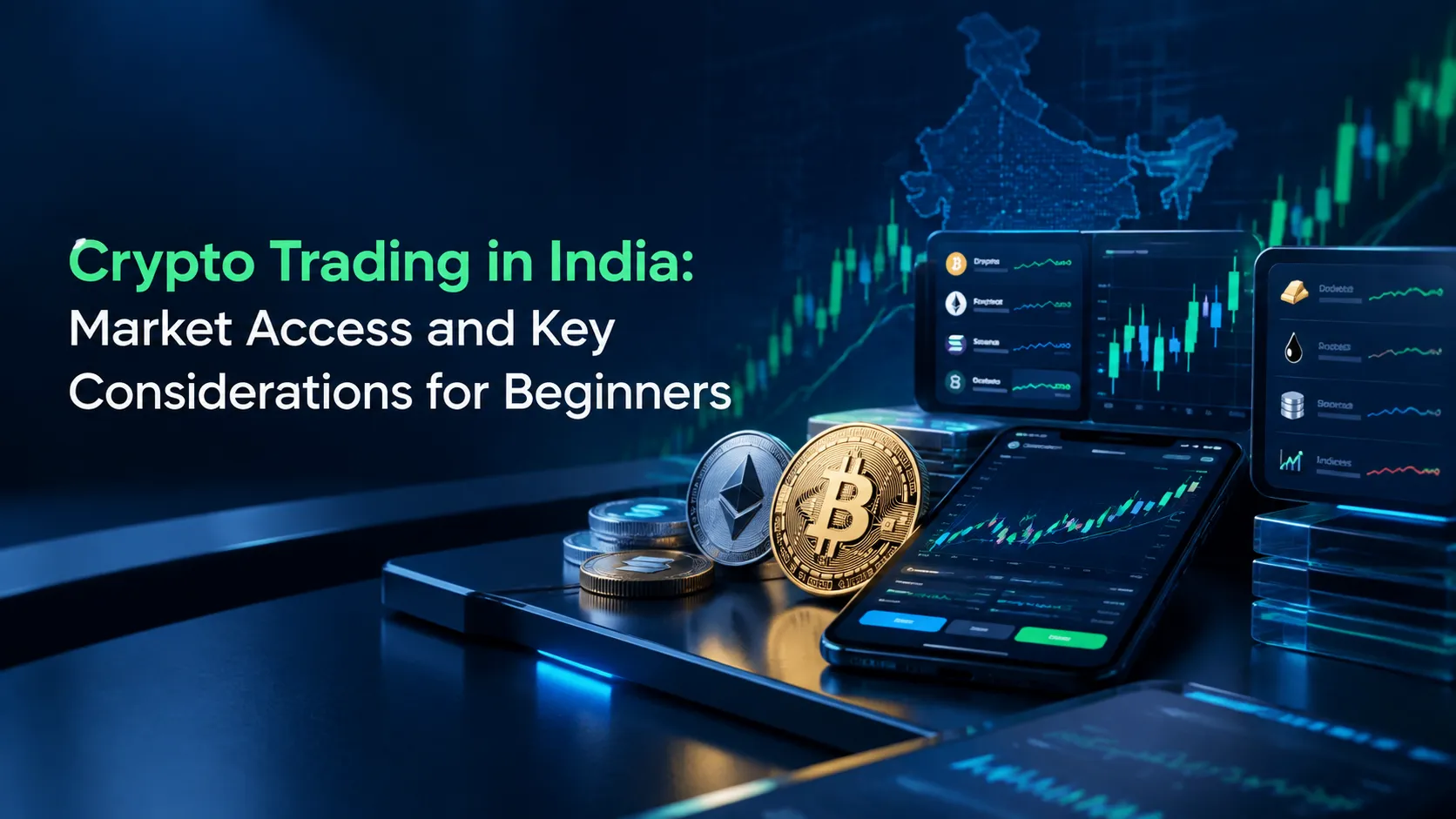 Crypto trading in India showing market access and key considerations for beginners