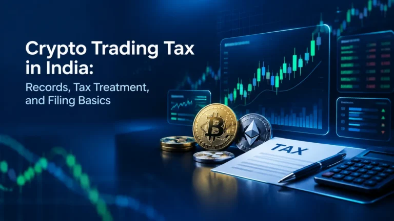 Crypto trading tax in India with VDA tax treatment, records, TDS and ITR filing concepts