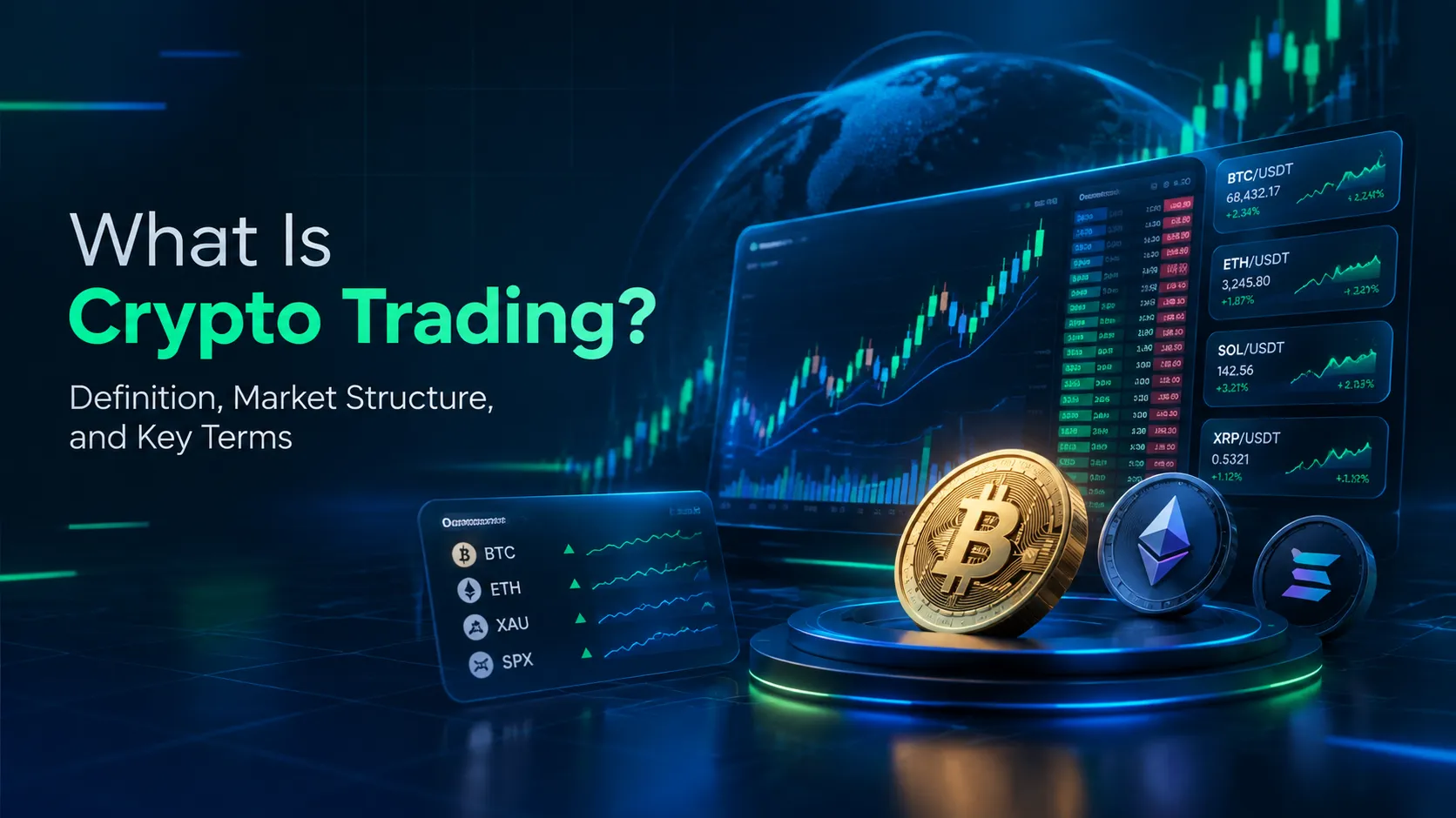What is crypto trading showing crypto market structure, trading venues, order books, liquidity, and key trading terms