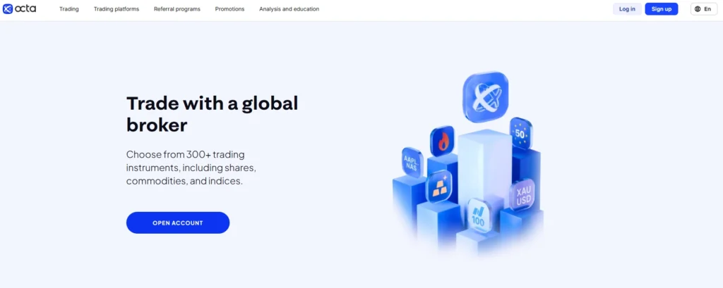 Octa 브로커 로고와 낮은 최소 입금액, 소셜 트레이딩 기능을 강조하는 모바일 거래 플랫폼.