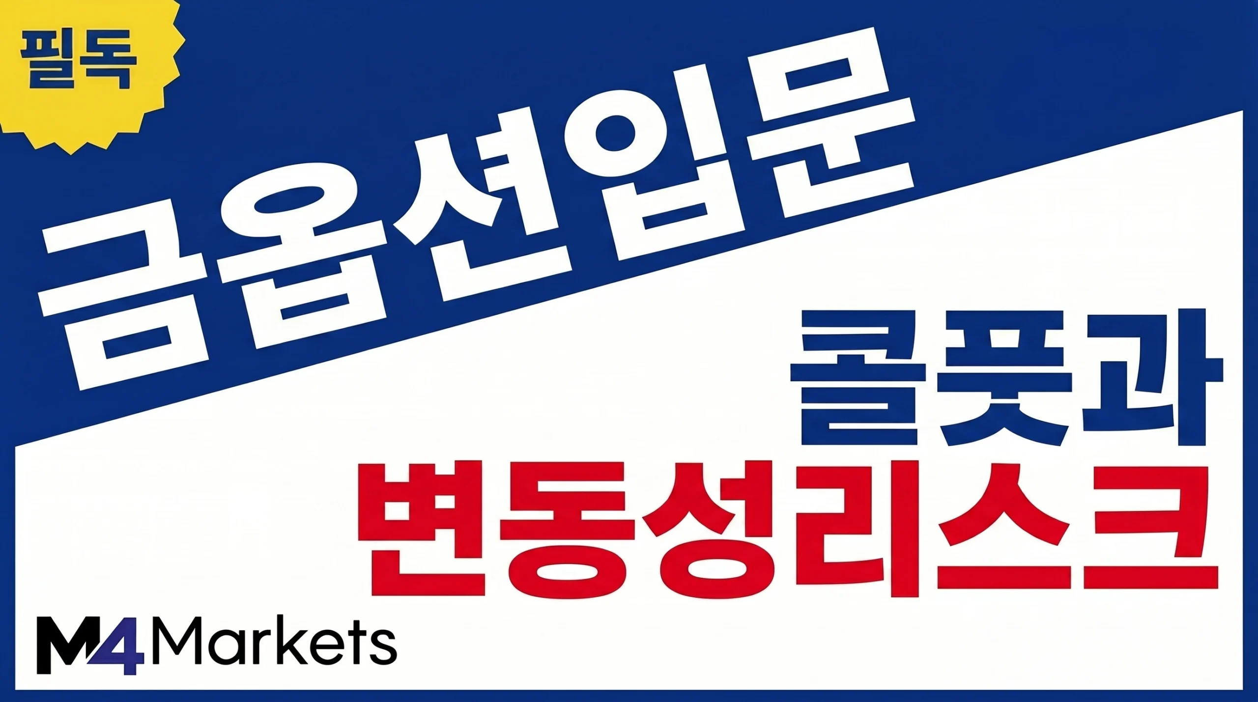초보자를 위해 금 콜옵션과 풋옵션, 변동성, 리스크의 핵심을 보여주는 금융 인포그래픽.
