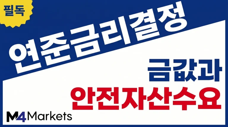 연준 금리 결정과 정책 불확실성이 금값과 안전자산 수요에 미치는 영향을 강조한 금융 기사 표지 이미지.