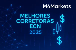 Imagem futurista de alta tecnologia com gráficos em azul neon, simbolizando as Melhores Corretoras ECN Forex no Brasil 2025.