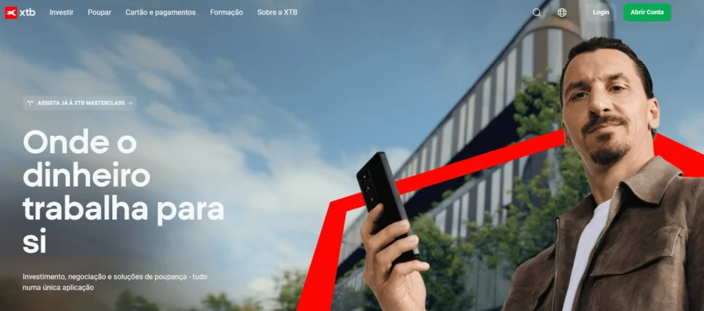 Revisão da XTB, destacando sua plataforma proprietária xStation 5 e a transparência como corretora listada em bolsa.