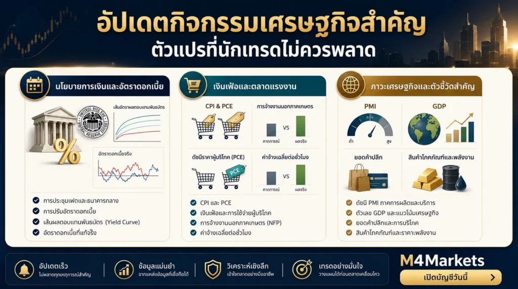 ภาพแสดงโครงสร้างที่ Fed อัตราเงินเฟ้อ การจ้างงาน และตัวชี้วัดเศรษฐกิจ รวมถึงความเสี่ยงทางภูมิรัฐศาสตร์ ส่งผลต่อราคาทองคำผ่านค่าเงินดอลลาร์และอัตราดอกเบี้ยที่แท้จริง