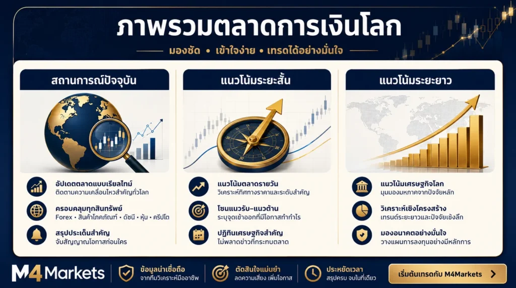 ภาพแสดงแนวโน้มราคาทองคำในตลาดโลก ที่ผสมผสานการวิเคราะห์ทางเทคนิค พื้นฐาน และจิตวิทยาตลาด ท่ามกลางราคาทองที่สูงและความผันผวนที่เพิ่มขึ้น รวมถึงผลกระทบจากค่าเงินดอลลาร์และอัตราผลตอบแทนพันธบัตรสหรัฐฯ