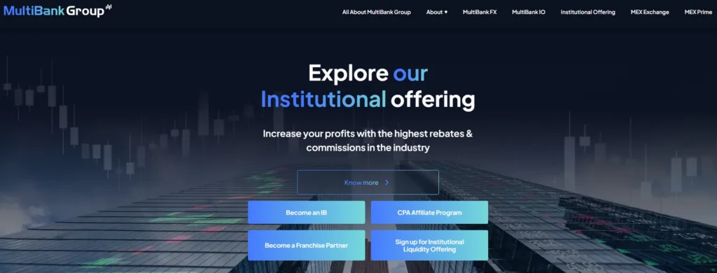 Logo của MultiBank Group, thể hiện sự uy tín và khung pháp lý toàn cầu vững chắc trong lĩnh vực tài chính.