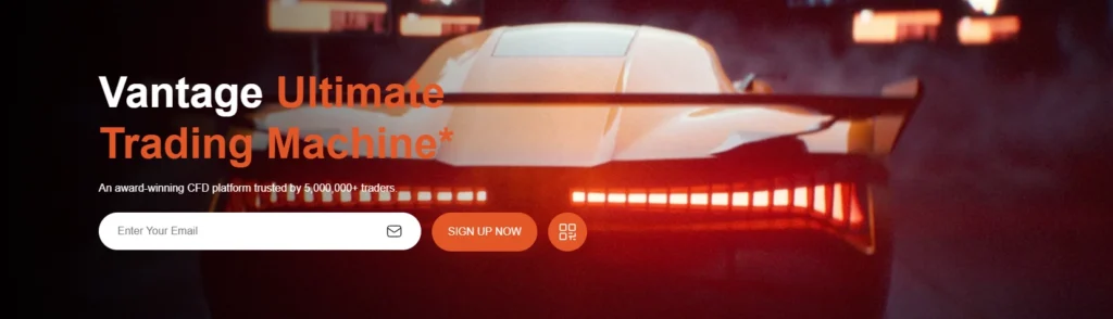 Logo Vantage, tập trung vào giao dịch di động và phí ngoài giao dịch thấp, phù hợp cho người mới bắt đầu.