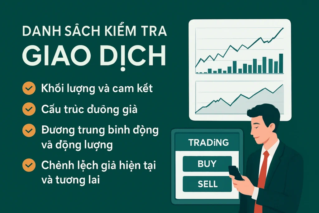 Danh sách kiểm tra thị trường bạc tổng hợp khối lượng giao dịch, hợp đồng mở, đường cong kỳ hạn và các chỉ báo kỹ thuật.