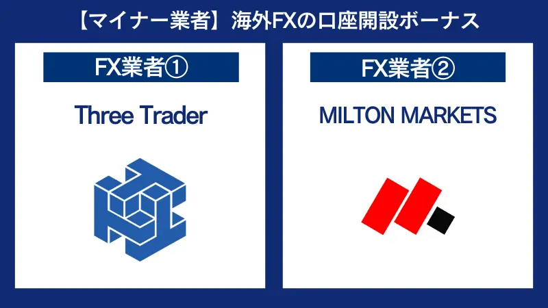 マイナーな海外fx業者の口座開設ボーナス