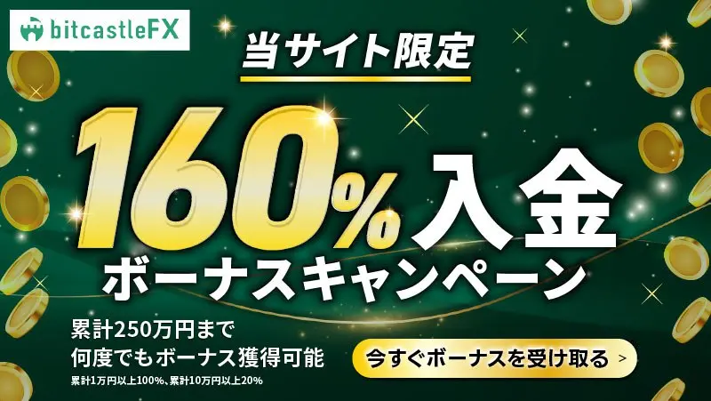 bitcastleFXの当サイト限定160%入金ボーナス