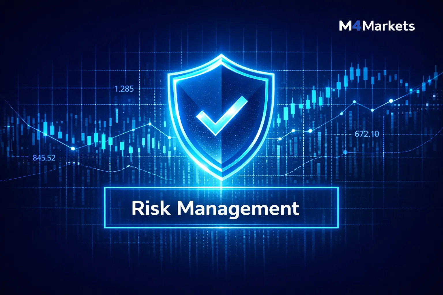 Digital security shield over a financial grid representing capital protection strategies for Amazon CFD trading.