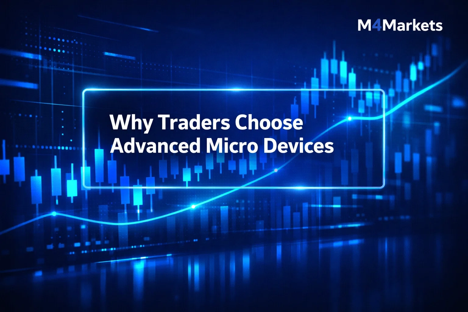 Dynamic candlestick chart visualization focusing on Advanced Micro Devices market activity and trader sentiment.