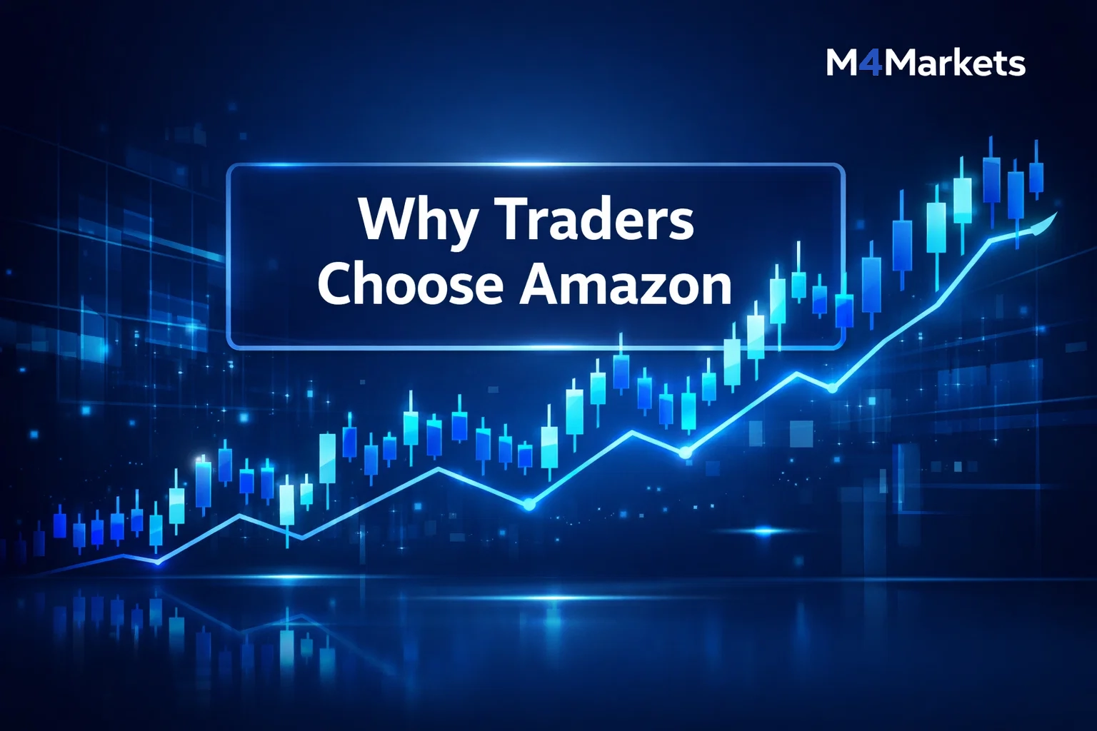 Minimalist digital display highlighting the reasons professional traders select Amazon for CFD market speculation.